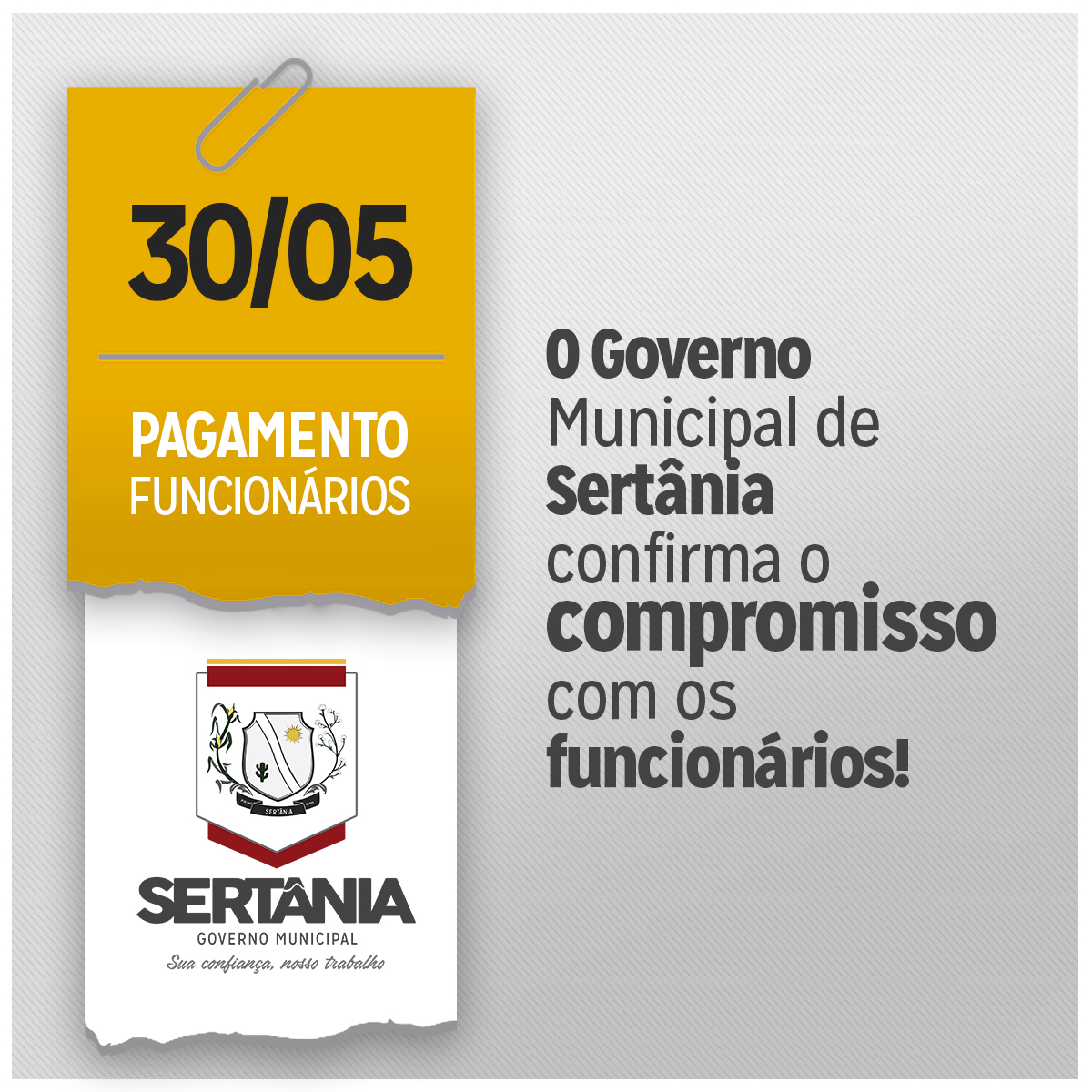 Leia mais sobre o artigo Governo Municipal de Sertânia paga salários nesta terça (30)