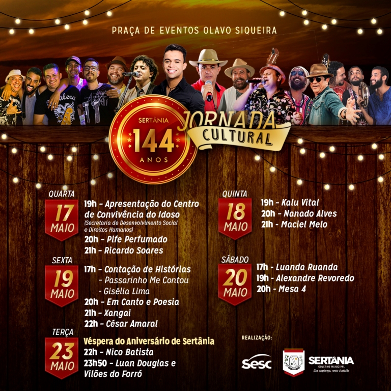 Leia mais sobre o artigo Maciel Melo e Xangai se apresentam durante semana cultural em Sertânia