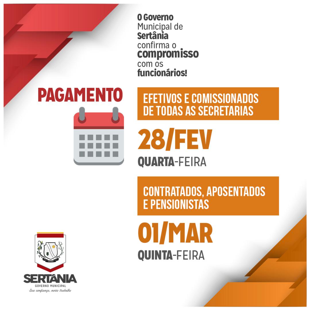 Leia mais sobre o artigo Servidores municipais recebem nesta quarta (28) e quinta, dia 1°, em Sertânia