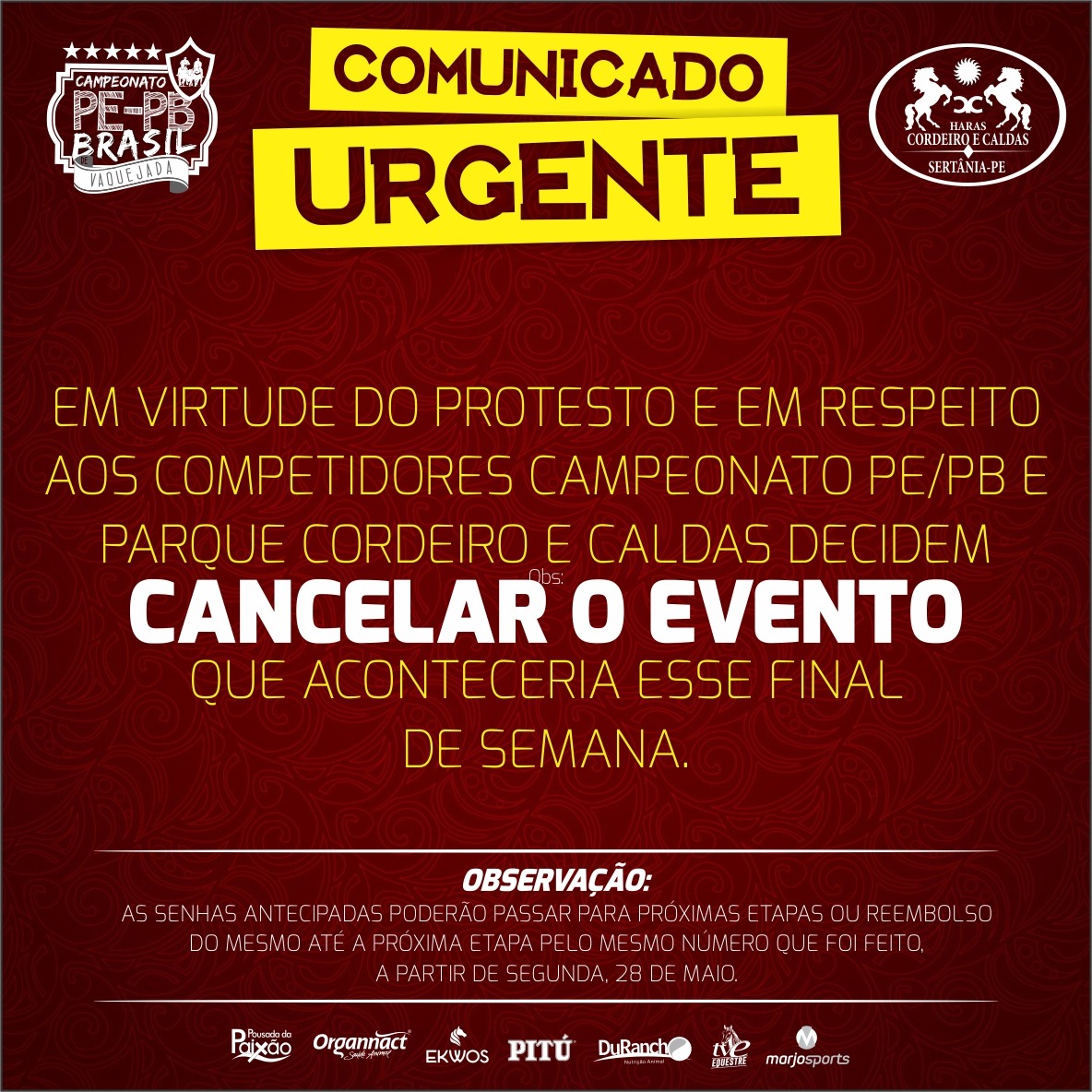 Leia mais sobre o artigo Vaquejada e shows são cancelados em Sertânia