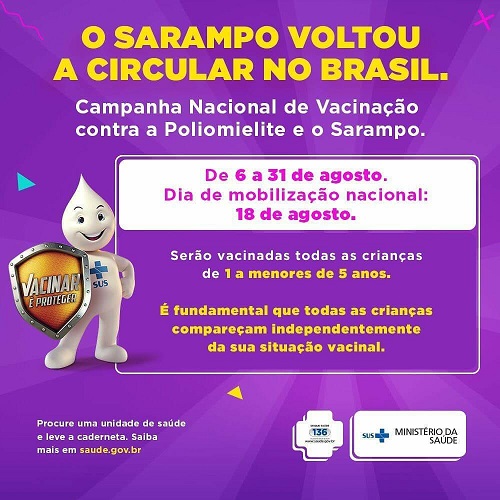 Leia mais sobre o artigo Arcoverde recebe Campanha Nacional de Imunização contra o Sarampo e a Poliomielite 2018