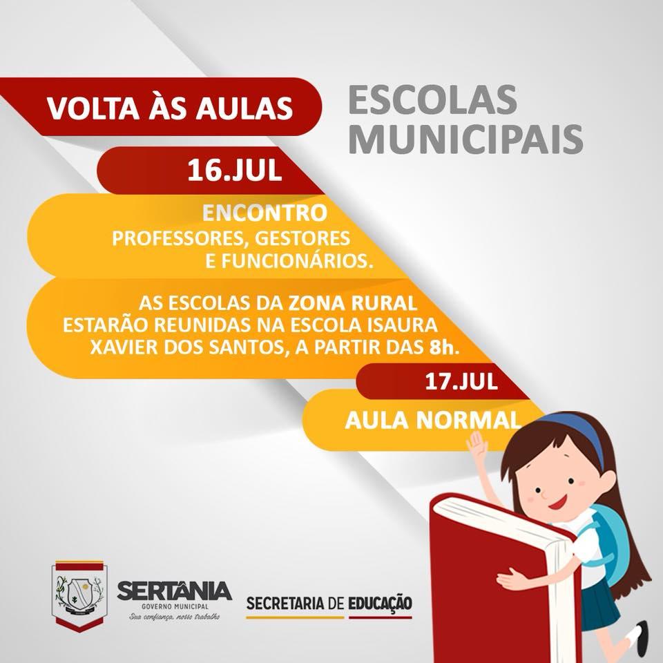 Leia mais sobre o artigo Sertânia: volta às aulas acontece na próxima segunda