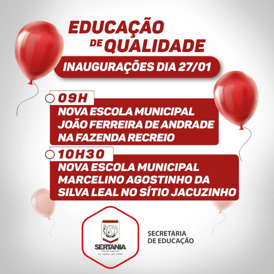 Leia mais sobre o artigo SertÃ¢nia: duas novas escolas serÃ£o inauguradas