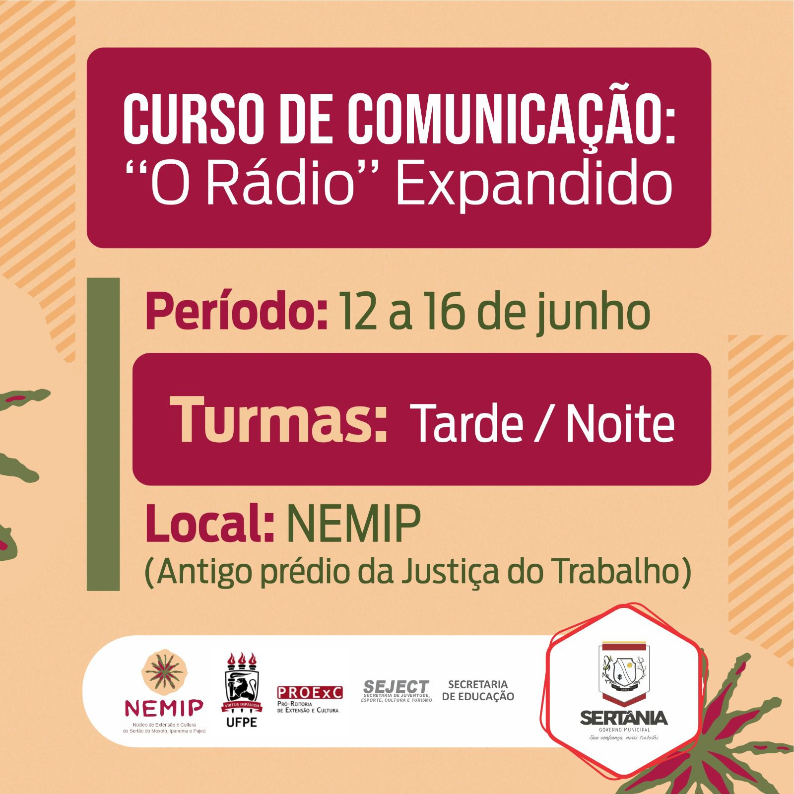 Leia mais sobre o artigo Curso “O Rádio” Expandido abre inscrições em Sertânia