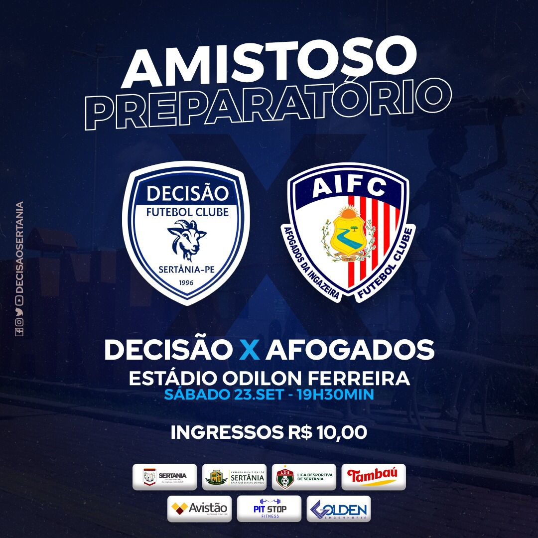 Leia mais sobre o artigo Decisão Sertânia enfrenta Afogados em amistoso no Odilon Ferreira