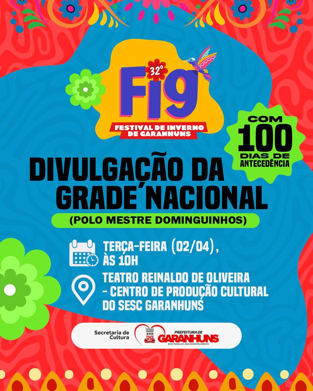 Leia mais sobre o artigo Garanhuns marca para terça-feira (02) anúncio da grande nacional do FIG
