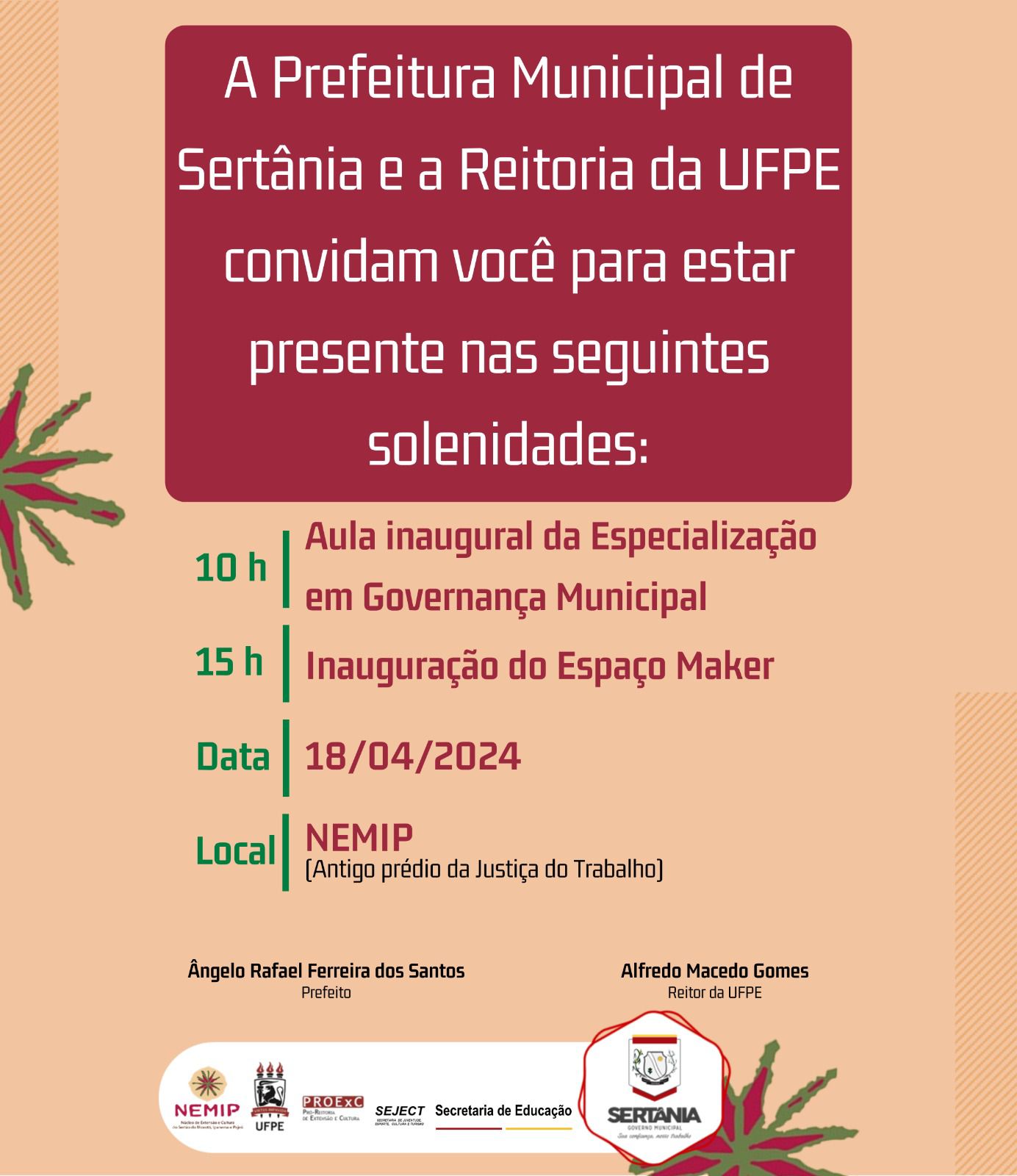 Leia mais sobre o artigo Sertânia: NEMIP promove aula inaugural do curso de Governança Municipal e inaugura Espaço Maker