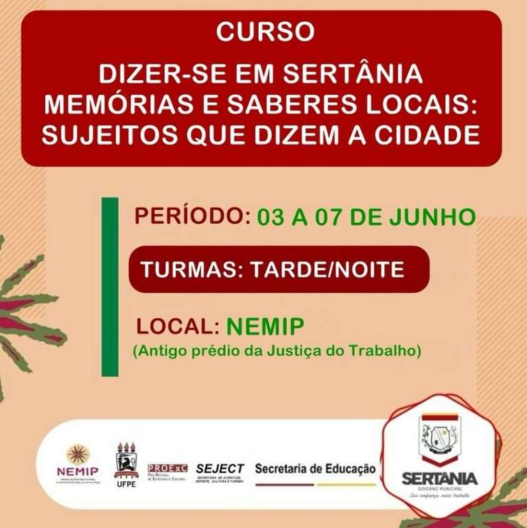 Leia mais sobre o artigo Núcleo de Extensão e Cultura das Regiões do Moxotó, Ipanema e Pajeú realizará curso sobre valorização dos saberes locais