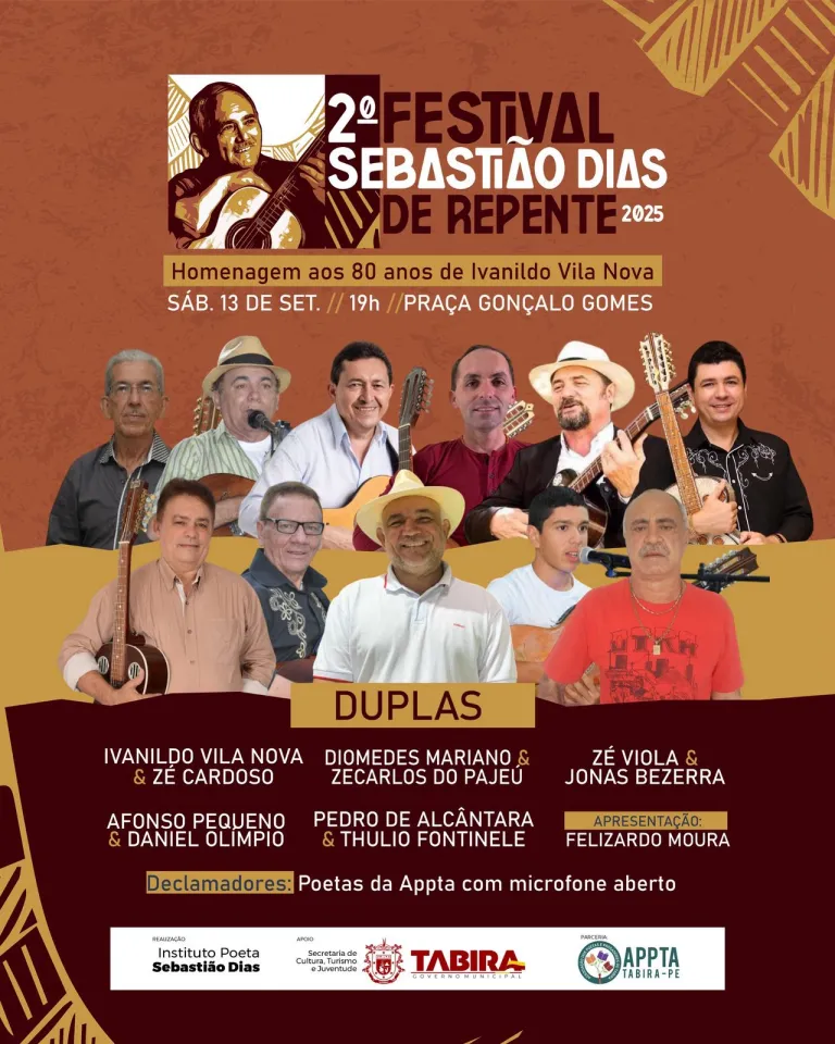 Leia mais sobre o artigo Tabira realiza o 2º Festival Sebastião Dias de Repente