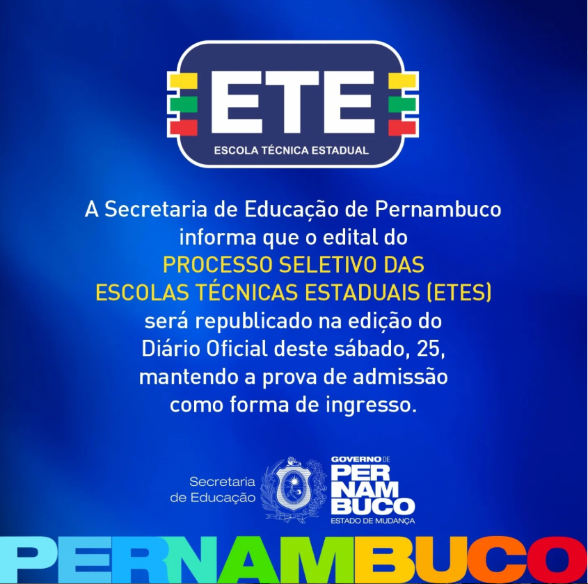 Leia mais sobre o artigo Após pressão, governo de Pernambuco mantém provas para ingresso nas ETEs